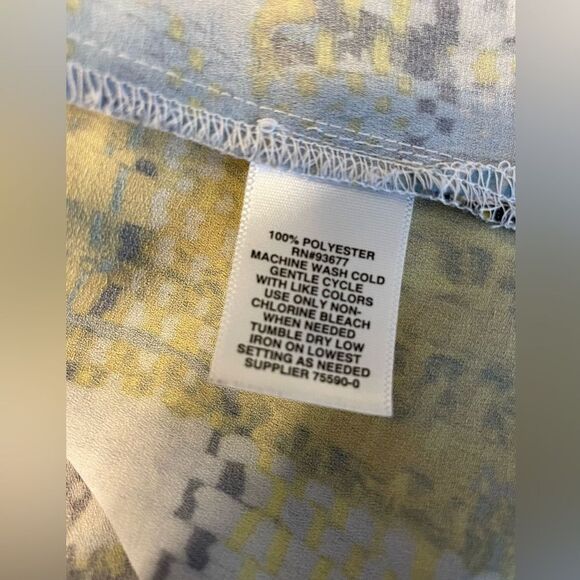 Project Runway V-Neck Trumpet Sleeve Top Woven Print M - Picture 6 of 6